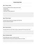 Character Alchemy - Spark Worksheet